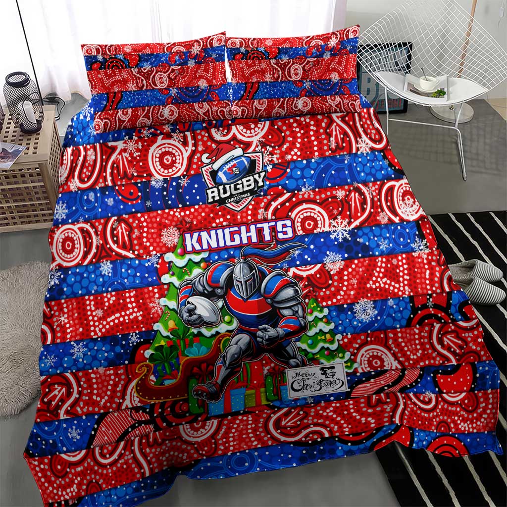 Knights Rugby Merry Christmas Bedding Set Indigenous Australian Art - Vibe Hoodie Shop