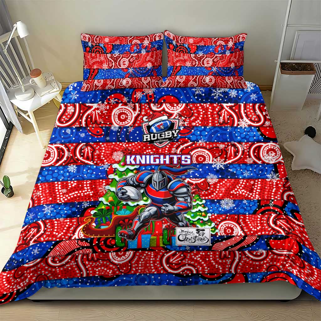Knights Rugby Merry Christmas Bedding Set Indigenous Australian Art - Vibe Hoodie Shop