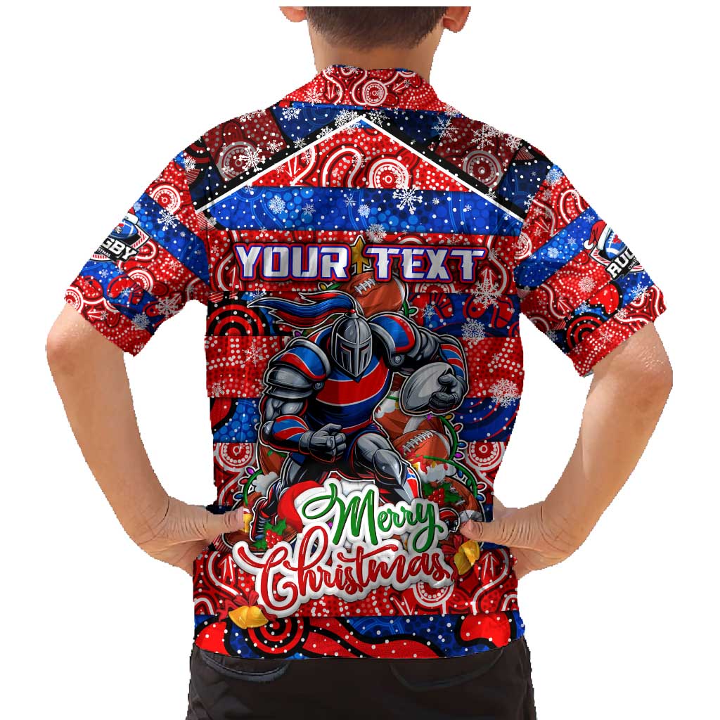Custom Knights Rugby Merry Christmas Family Matching Mermaid Dress and Hawaiian Shirt Indigenous Australian Art