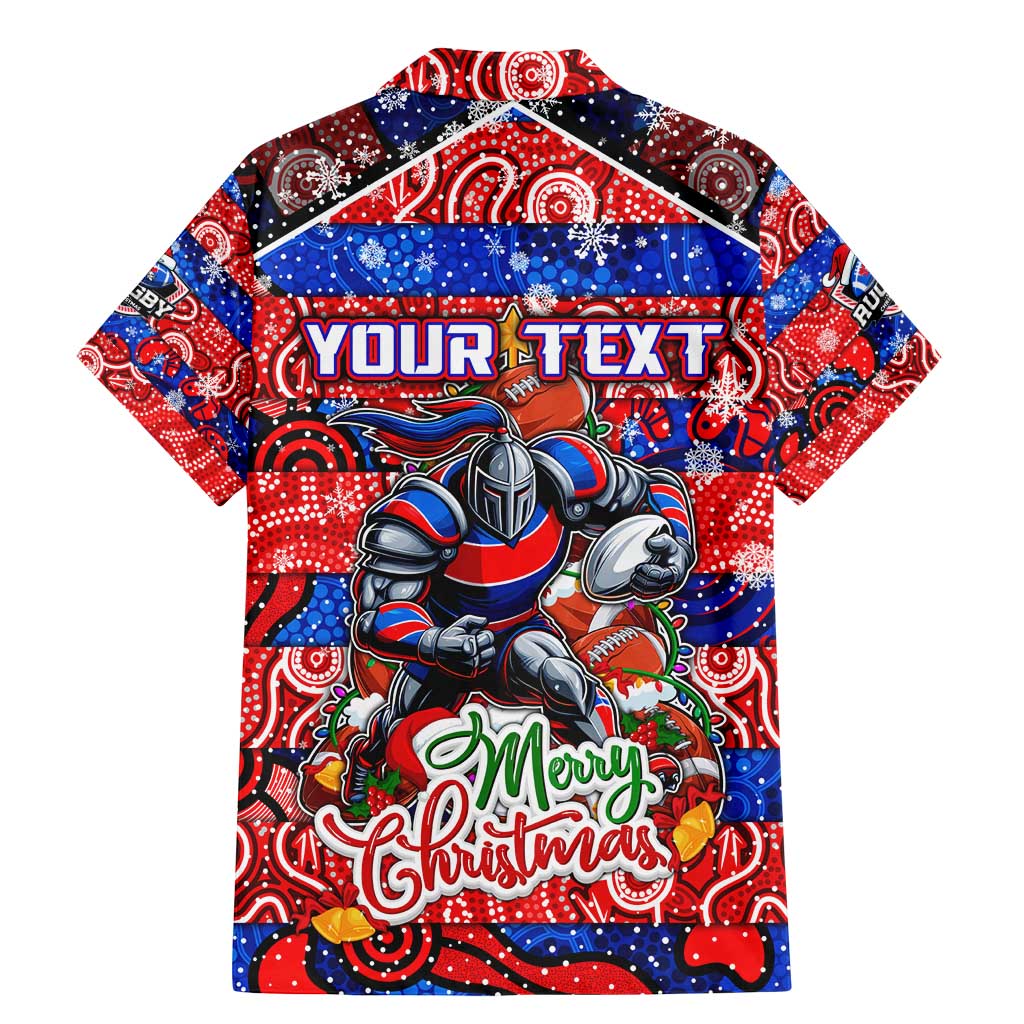 Custom Knights Rugby Merry Christmas Family Matching Mermaid Dress and Hawaiian Shirt Indigenous Australian Art