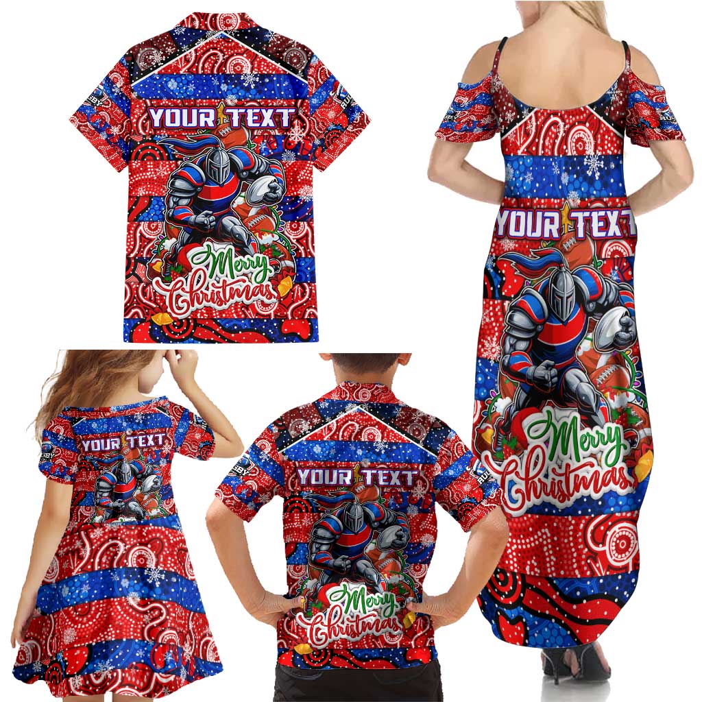 Custom Knights Rugby Merry Christmas Family Matching Summer Maxi Dress and Hawaiian Shirt Indigenous Australian Art