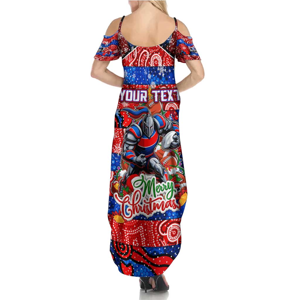 Custom Knights Rugby Merry Christmas Family Matching Summer Maxi Dress and Hawaiian Shirt Indigenous Australian Art