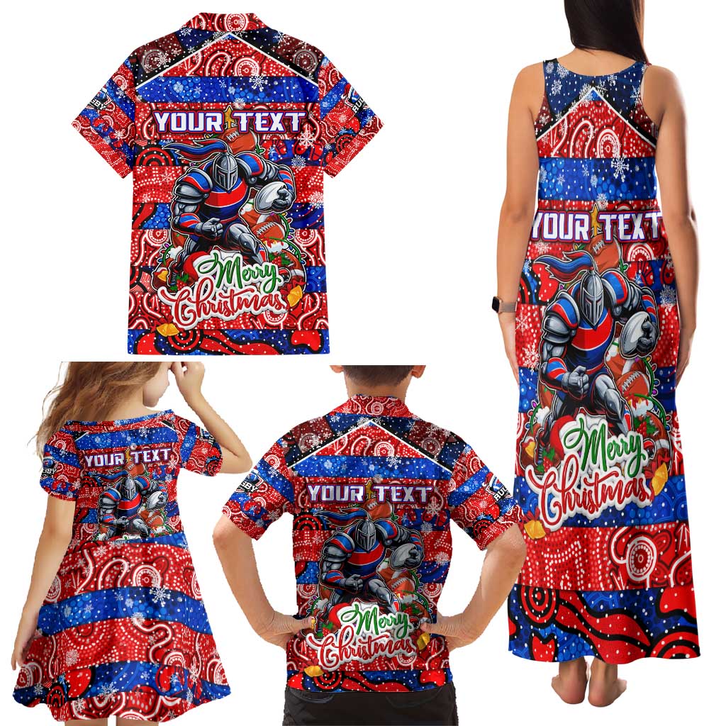 Custom Knights Rugby Merry Christmas Family Matching Tank Maxi Dress and Hawaiian Shirt Indigenous Australian Art
