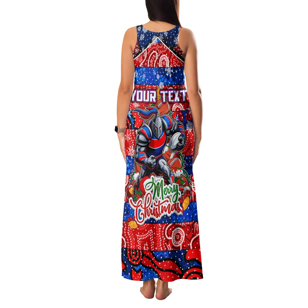 Custom Knights Rugby Merry Christmas Family Matching Tank Maxi Dress and Hawaiian Shirt Indigenous Australian Art