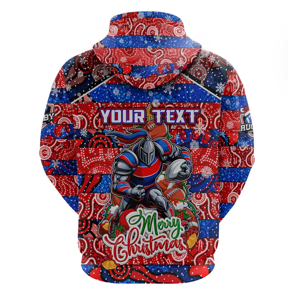 Custom Knights Rugby Merry Christmas Hoodie Indigenous Australian Art - Vibe Hoodie Shop