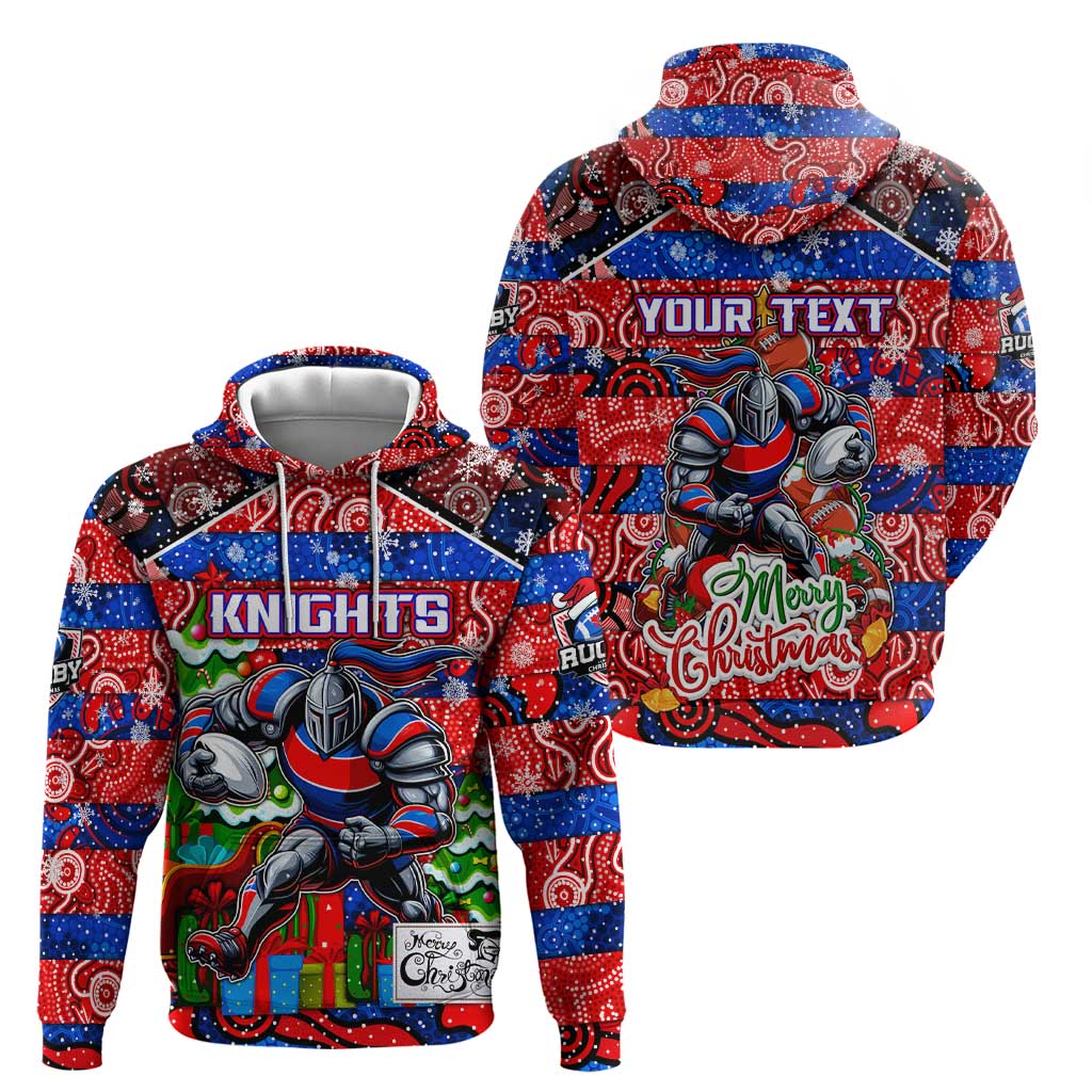 Custom Knights Rugby Merry Christmas Hoodie Indigenous Australian Art - Vibe Hoodie Shop