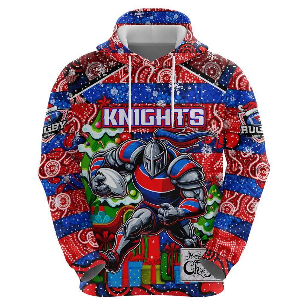 Custom Knights Rugby Merry Christmas Hoodie Indigenous Australian Art - Vibe Hoodie Shop