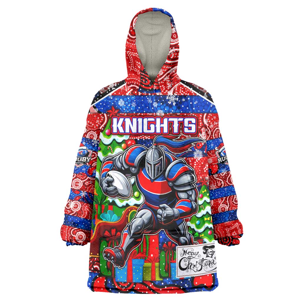 Custom Knights Rugby Merry Christmas Wearable Blanket Hoodie Indigenous Australian Art - Vibe Hoodie Shop