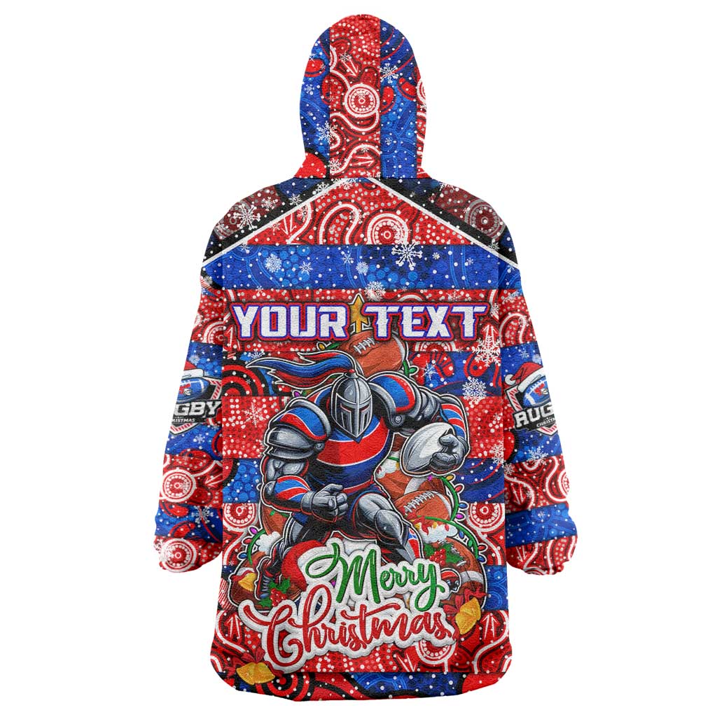 Custom Knights Rugby Merry Christmas Wearable Blanket Hoodie Indigenous Australian Art - Vibe Hoodie Shop