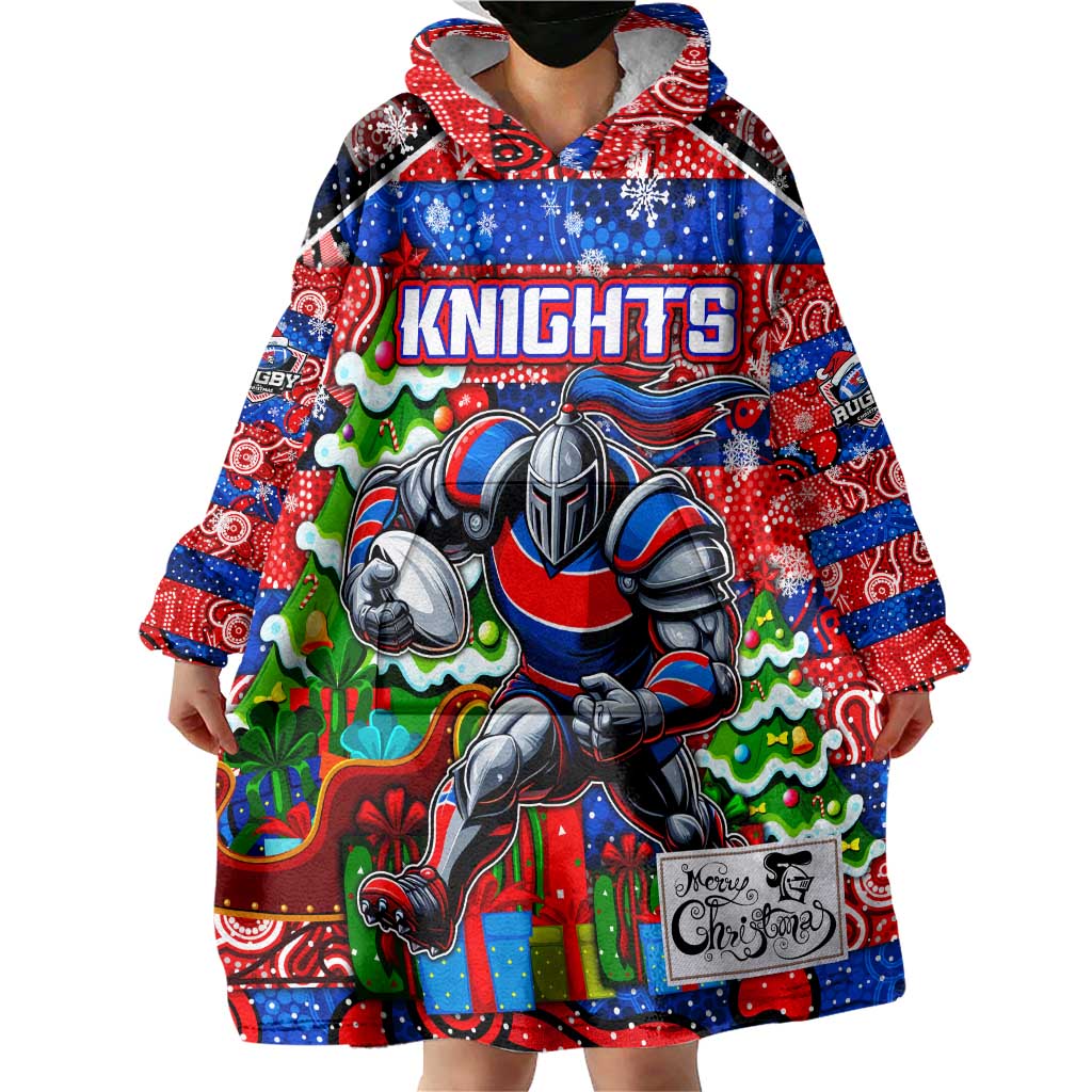 Custom Knights Rugby Merry Christmas Wearable Blanket Hoodie Indigenous Australian Art - Vibe Hoodie Shop