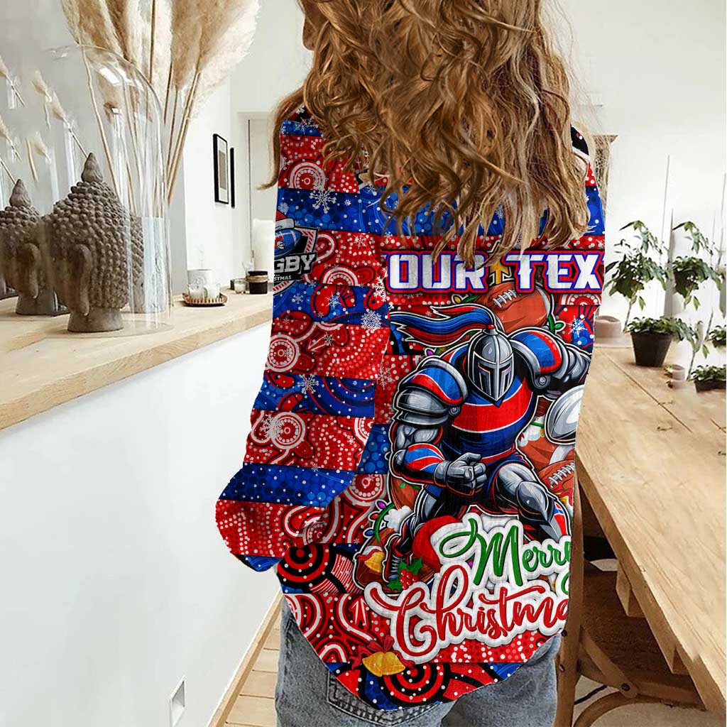 Custom Knights Rugby Merry Christmas Women Casual Shirt Indigenous Australian Art - Vibe Hoodie Shop