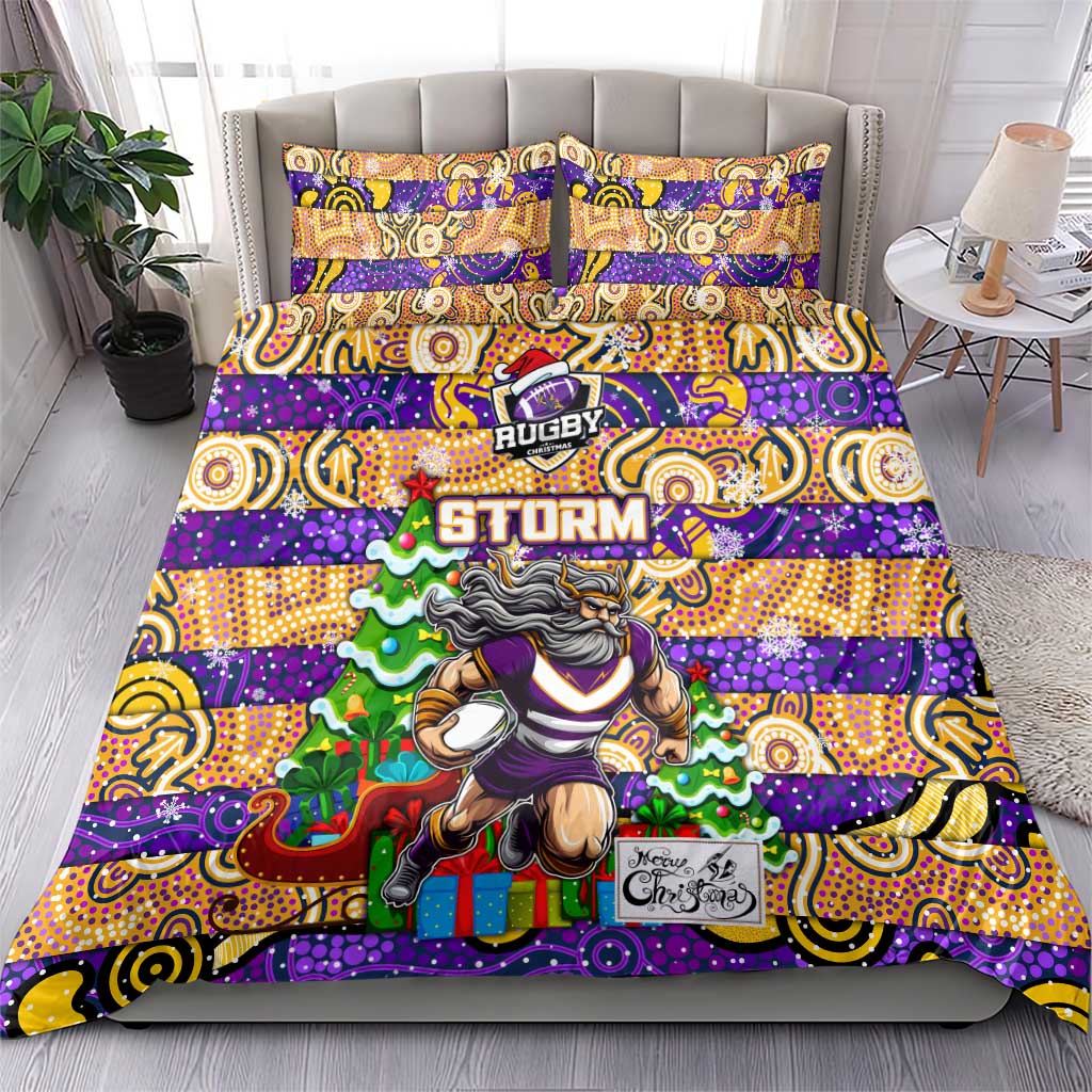 Storm Rugby Merry Christmas Bedding Set Indigenous Australian Art - Vibe Hoodie Shop