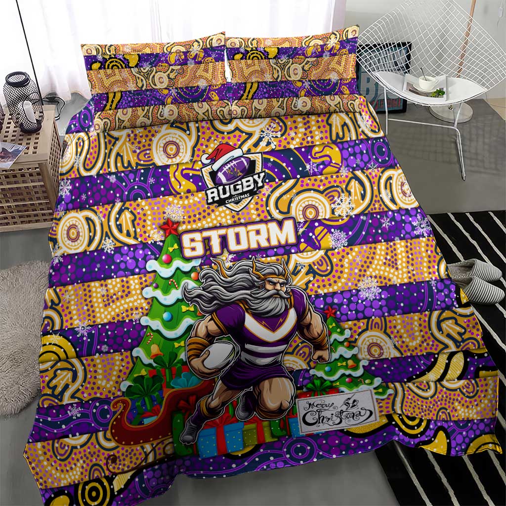 Storm Rugby Merry Christmas Bedding Set Indigenous Australian Art - Vibe Hoodie Shop