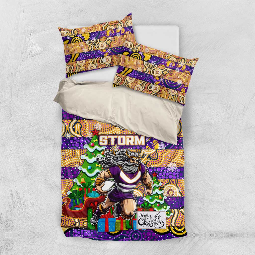 Storm Rugby Merry Christmas Bedding Set Indigenous Australian Art - Vibe Hoodie Shop