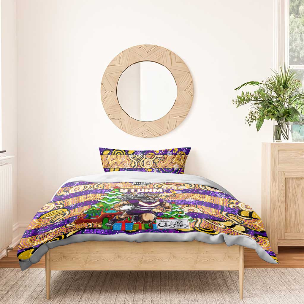 Storm Rugby Merry Christmas Bedding Set Indigenous Australian Art - Vibe Hoodie Shop
