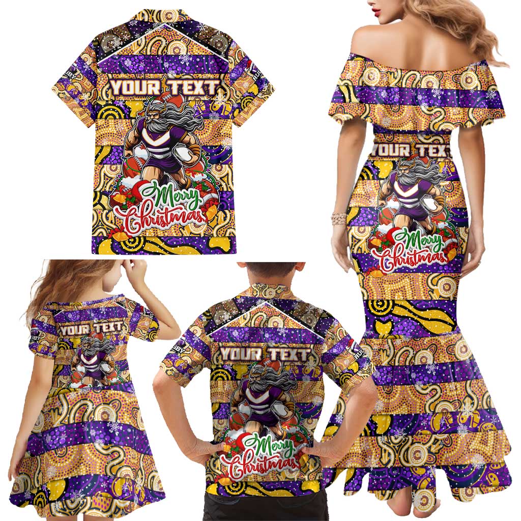 Custom Storm Rugby Merry Christmas Family Matching Mermaid Dress and Hawaiian Shirt Indigenous Australian Art
