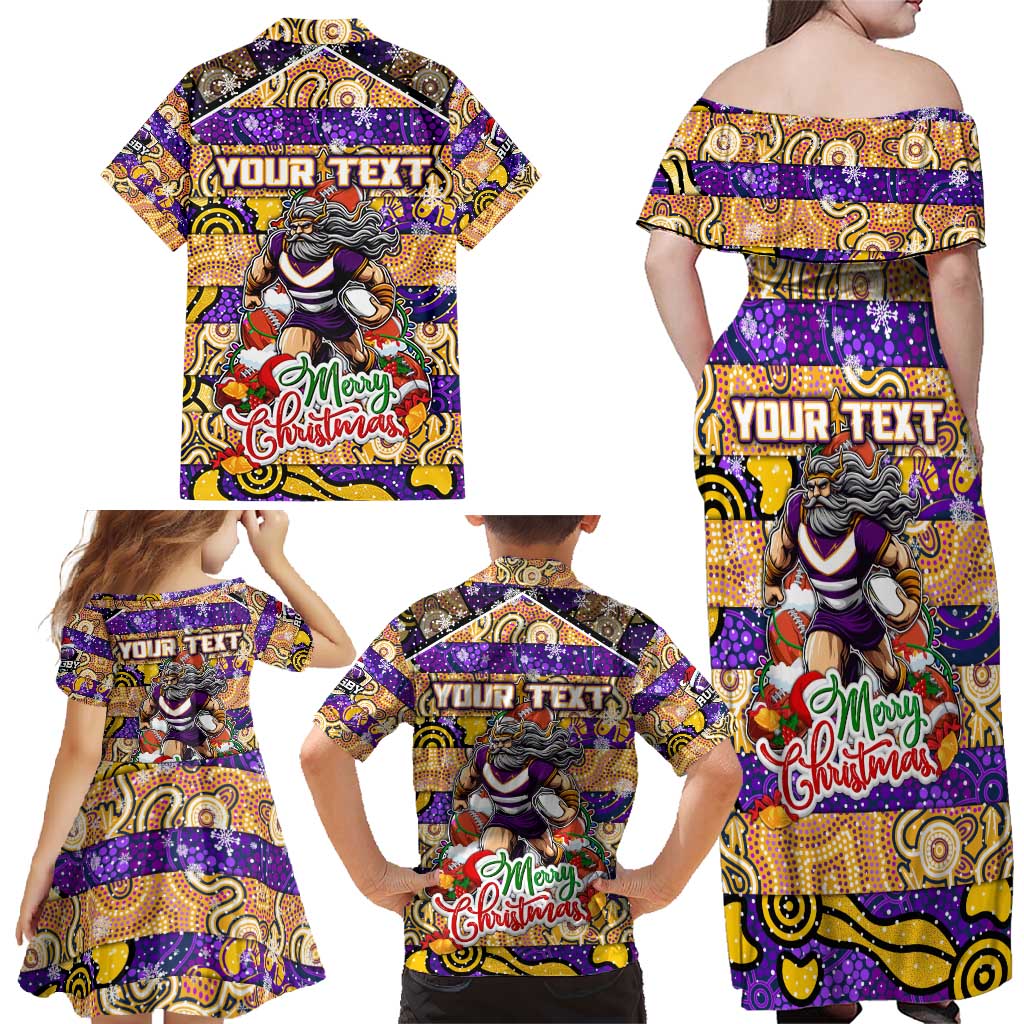 Custom Storm Rugby Merry Christmas Family Matching Off Shoulder Maxi Dress and Hawaiian Shirt Indigenous Australian Art