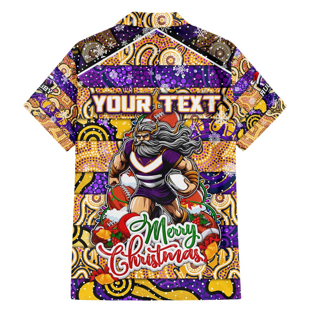 Custom Storm Rugby Merry Christmas Family Matching Off Shoulder Maxi Dress and Hawaiian Shirt Indigenous Australian Art