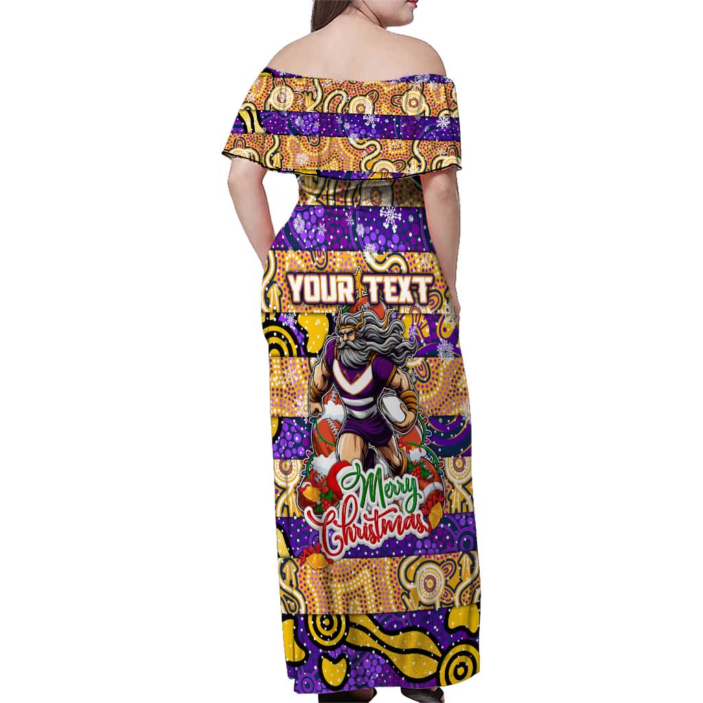 Custom Storm Rugby Merry Christmas Family Matching Off Shoulder Maxi Dress and Hawaiian Shirt Indigenous Australian Art