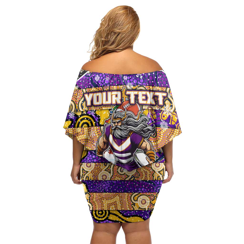 Custom Storm Rugby Merry Christmas Family Matching Off Shoulder Short Dress and Hawaiian Shirt Indigenous Australian Art