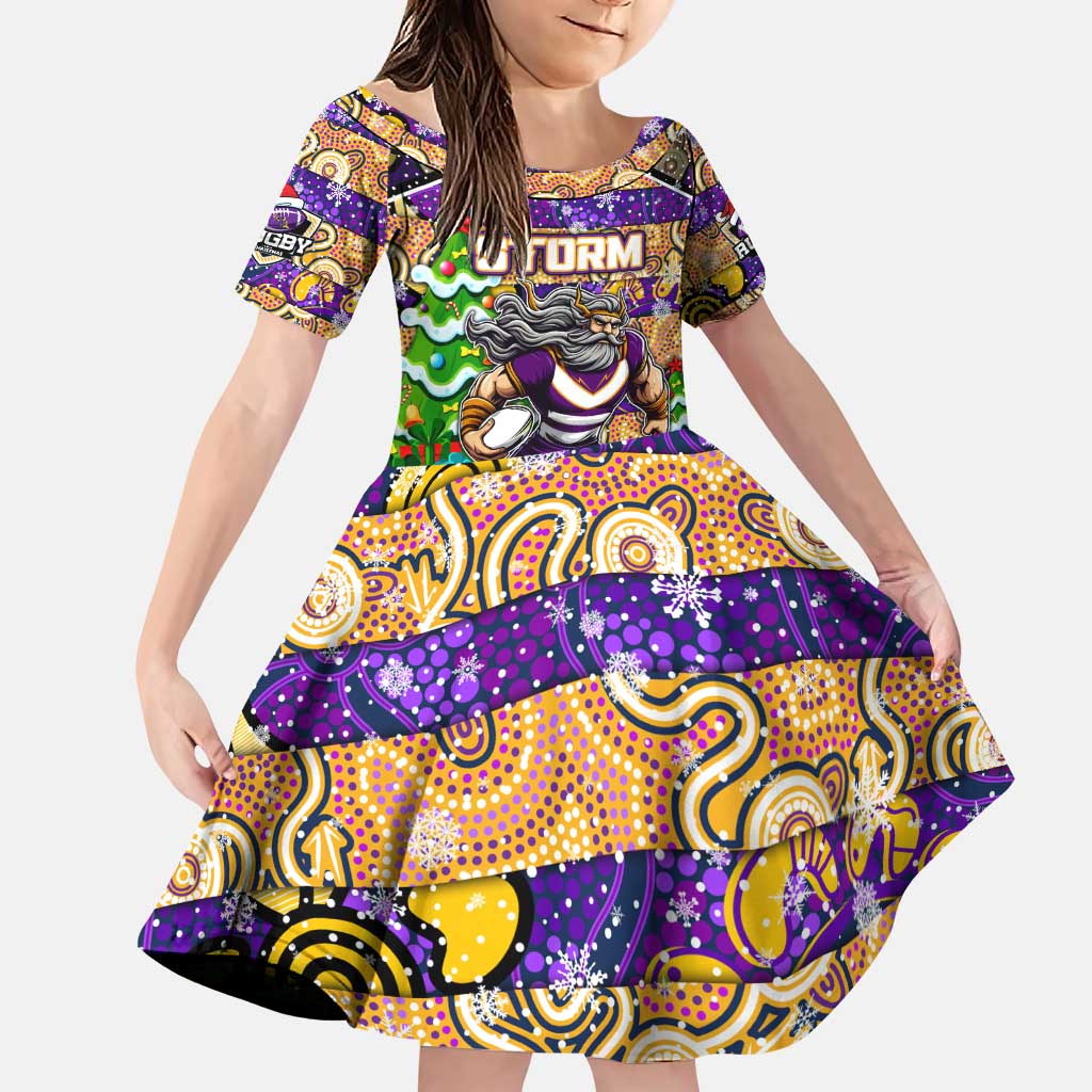 Custom Storm Rugby Merry Christmas Family Matching Puletasi and Hawaiian Shirt Indigenous Australian Art