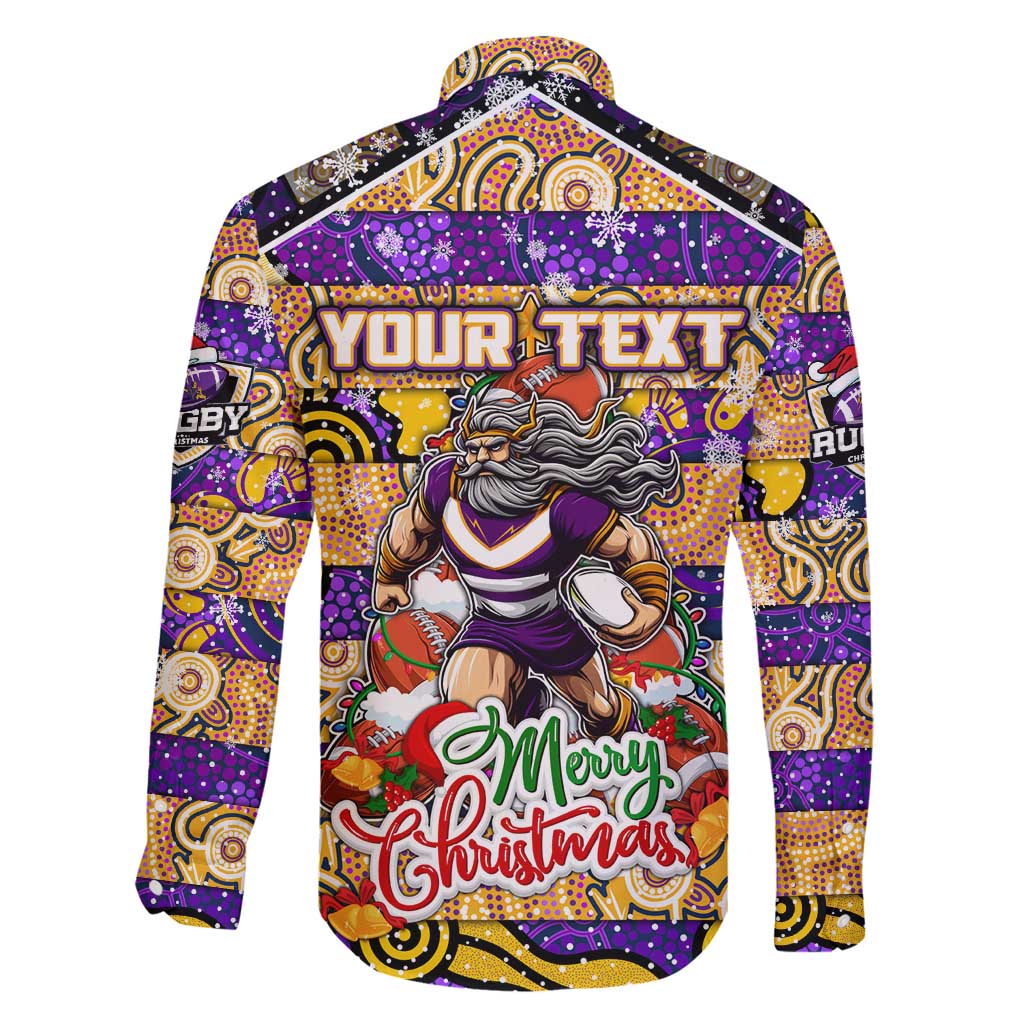 Custom Storm Rugby Merry Christmas Family Matching Puletasi and Hawaiian Shirt Indigenous Australian Art