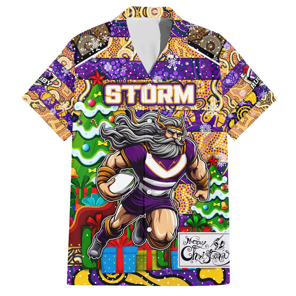 Custom Storm Rugby Merry Christmas Hawaiian Shirt Indigenous Australian Art - Vibe Hoodie Shop