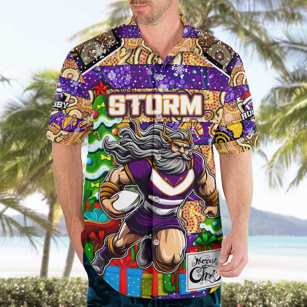 Custom Storm Rugby Merry Christmas Hawaiian Shirt Indigenous Australian Art - Vibe Hoodie Shop