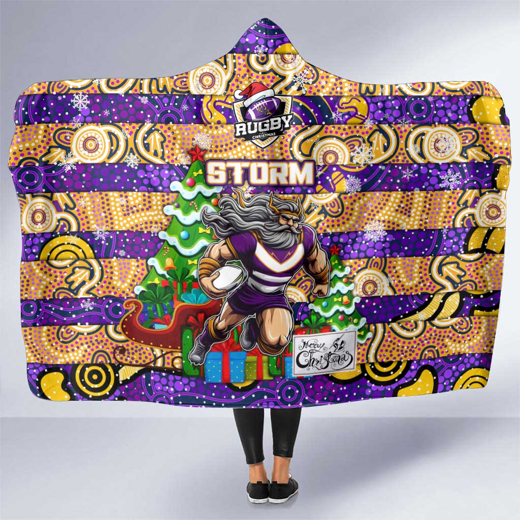 Storm Rugby Merry Christmas Hooded Blanket Indigenous Australian Art