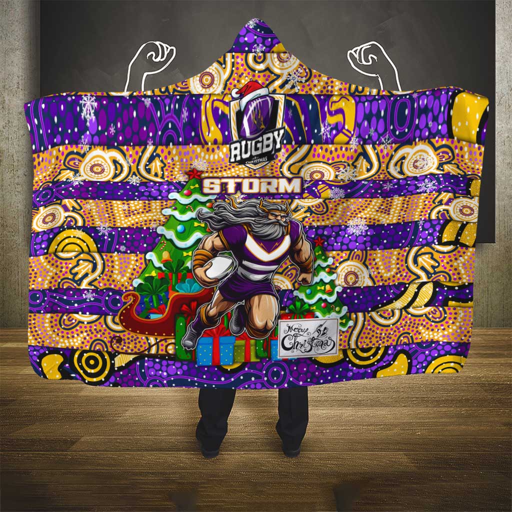 Storm Rugby Merry Christmas Hooded Blanket Indigenous Australian Art