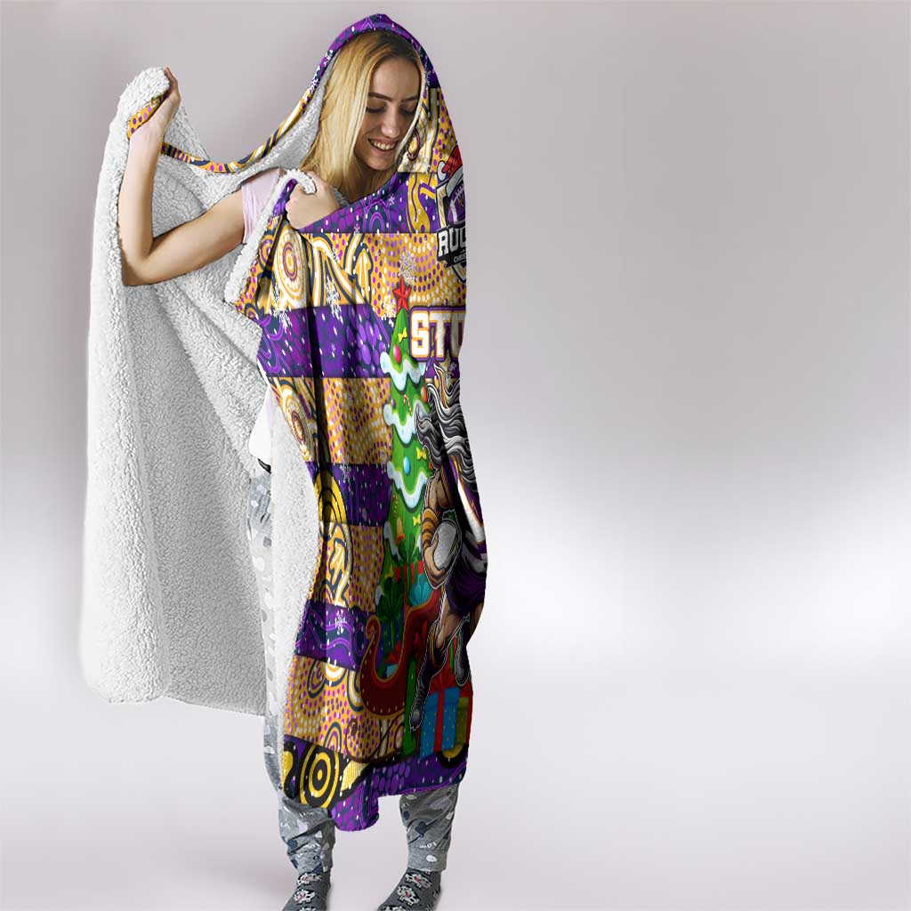 Storm Rugby Merry Christmas Hooded Blanket Indigenous Australian Art