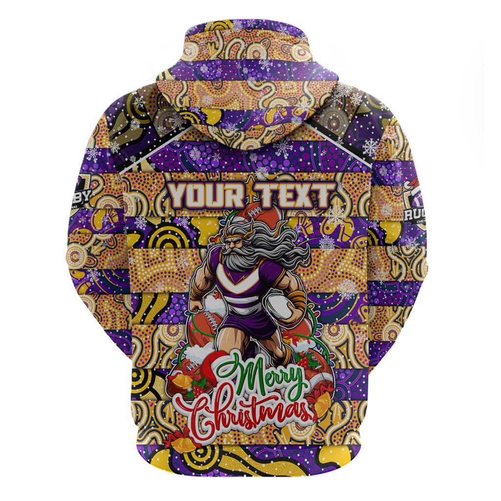 Custom Storm Rugby Merry Christmas Hoodie Indigenous Australian Art - Vibe Hoodie Shop