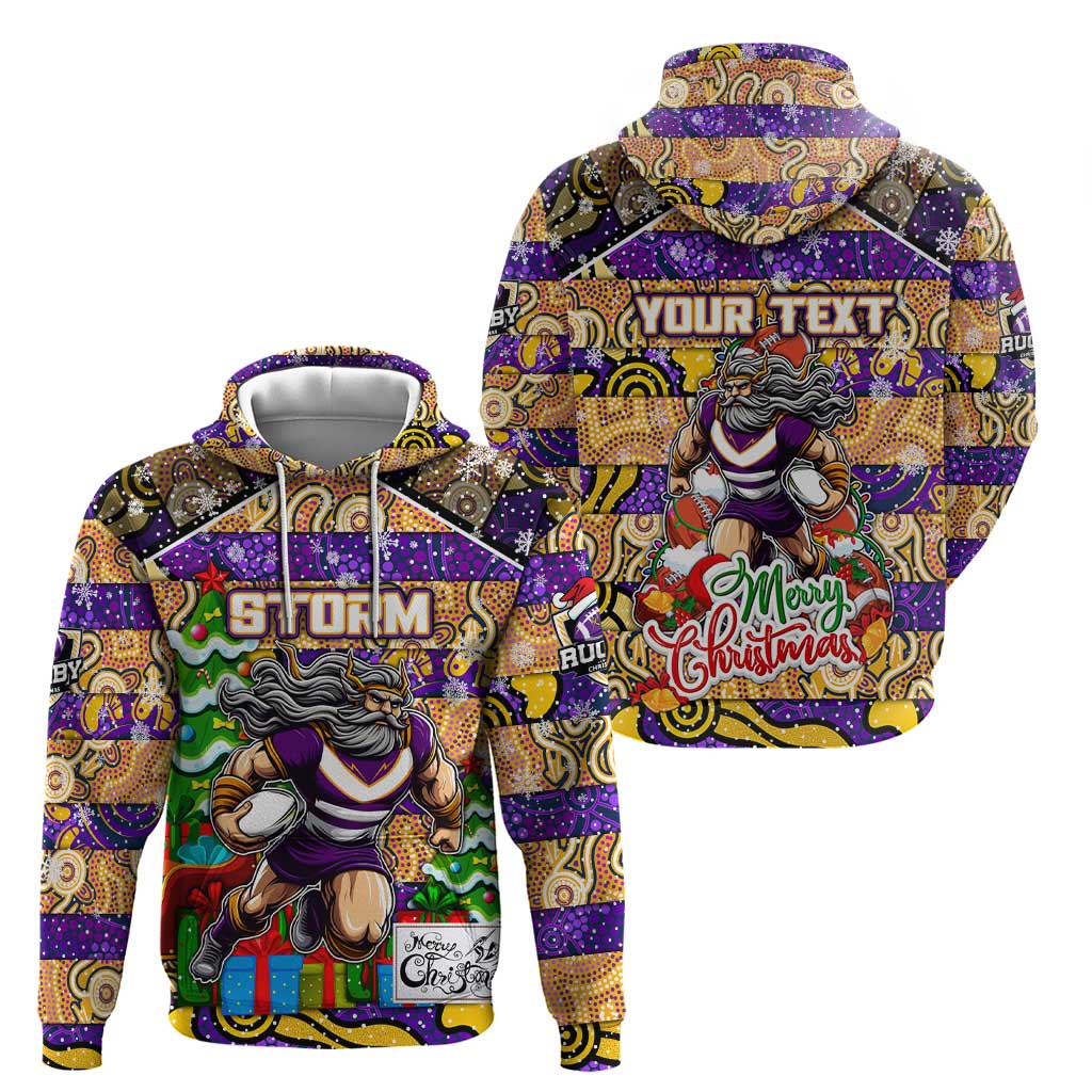 Custom Storm Rugby Merry Christmas Hoodie Indigenous Australian Art - Vibe Hoodie Shop