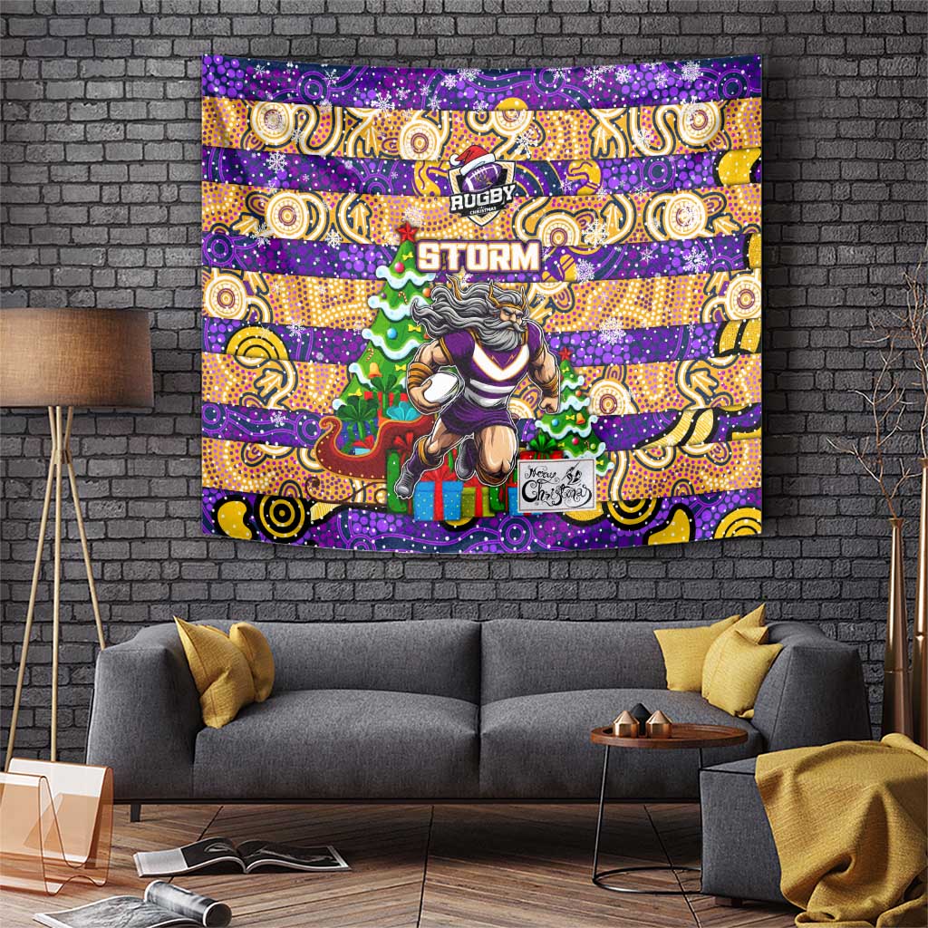 Storm Rugby Merry Christmas Tapestry Indigenous Australian Art - Vibe Hoodie Shop