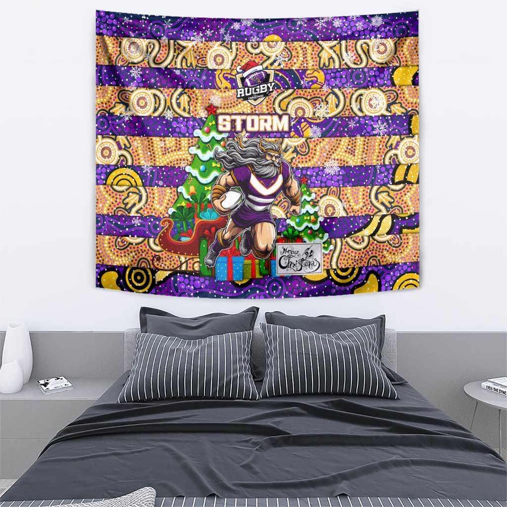 Storm Rugby Merry Christmas Tapestry Indigenous Australian Art - Vibe Hoodie Shop