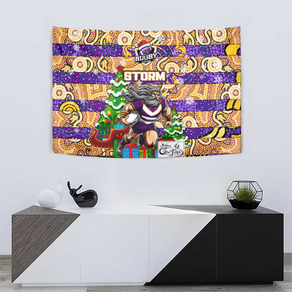 Storm Rugby Merry Christmas Tapestry Indigenous Australian Art - Vibe Hoodie Shop