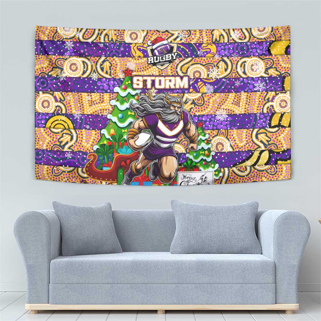 Storm Rugby Merry Christmas Tapestry Indigenous Australian Art - Vibe Hoodie Shop