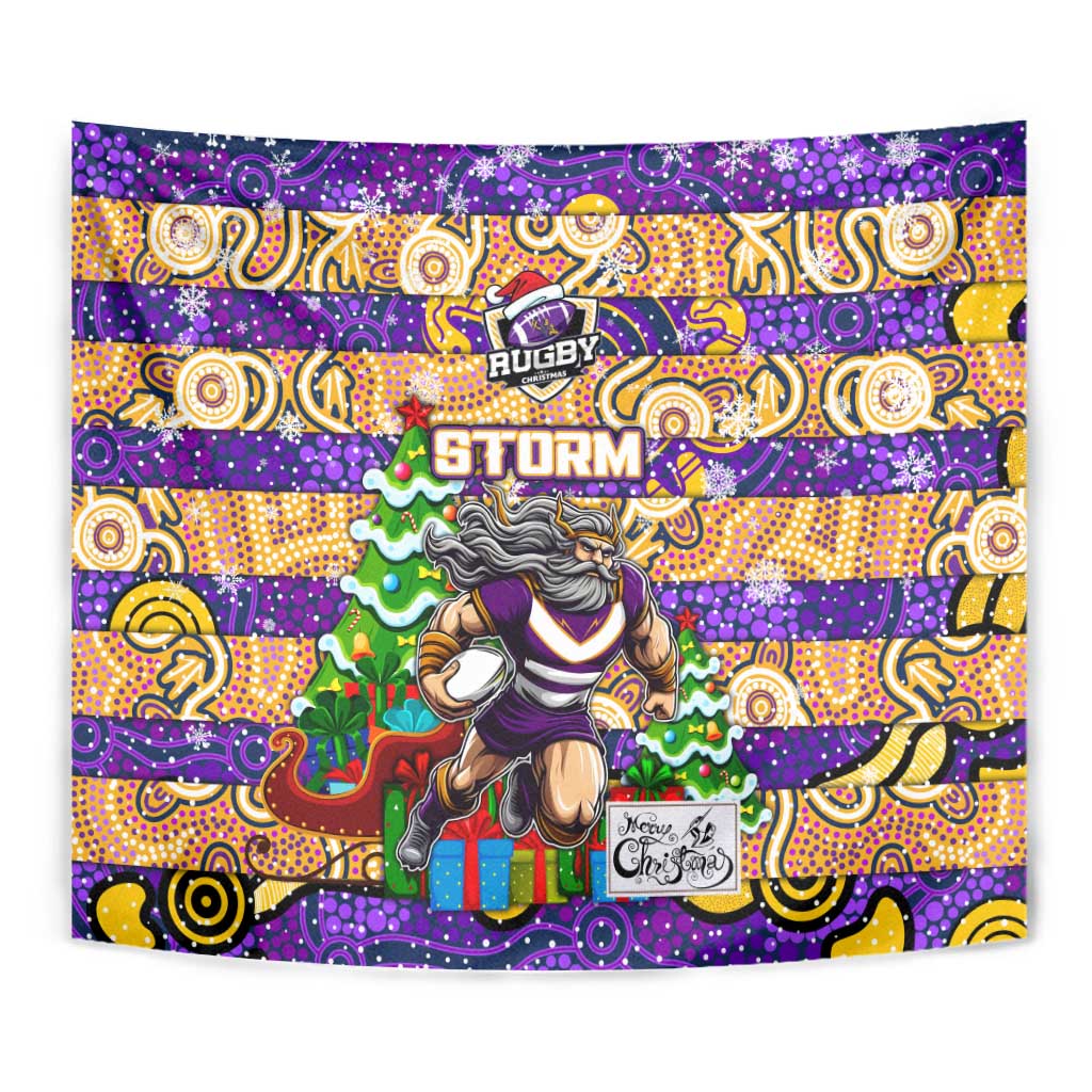 Storm Rugby Merry Christmas Tapestry Indigenous Australian Art - Vibe Hoodie Shop