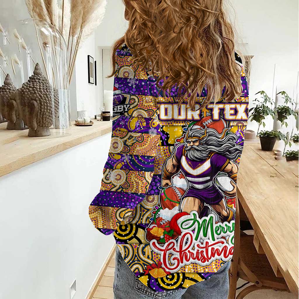 Custom Storm Rugby Merry Christmas Women Casual Shirt Indigenous Australian Art - Vibe Hoodie Shop