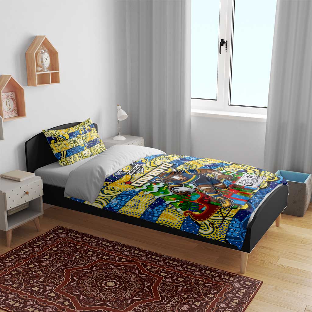 Cowboys Rugby Merry Christmas Bedding Set Indigenous Australian Art - Vibe Hoodie Shop