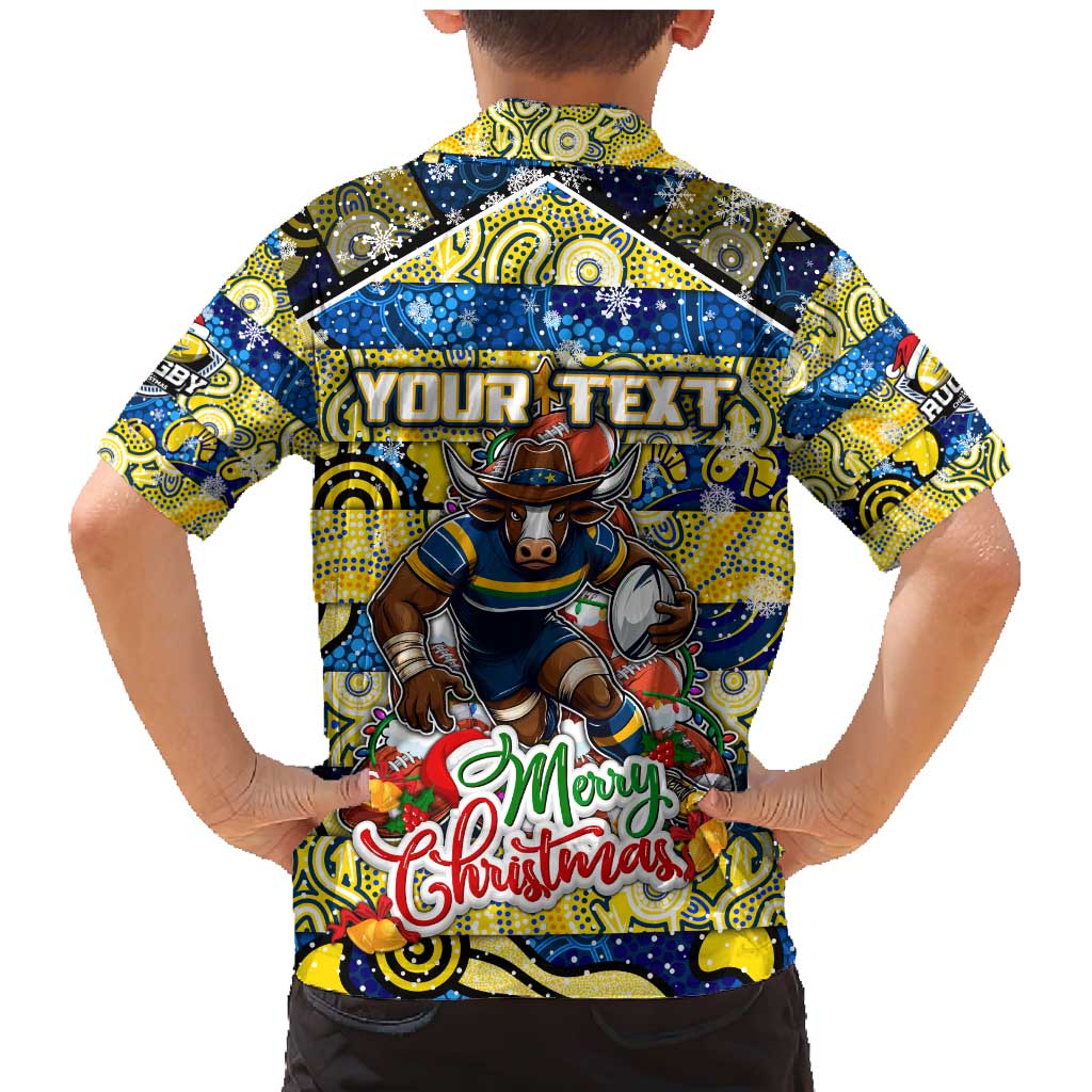 Custom Cowboys Rugby Merry Christmas Family Matching Mermaid Dress and Hawaiian Shirt Indigenous Australian Art