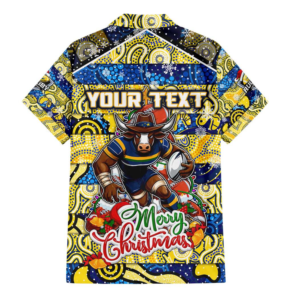 Custom Cowboys Rugby Merry Christmas Family Matching Mermaid Dress and Hawaiian Shirt Indigenous Australian Art