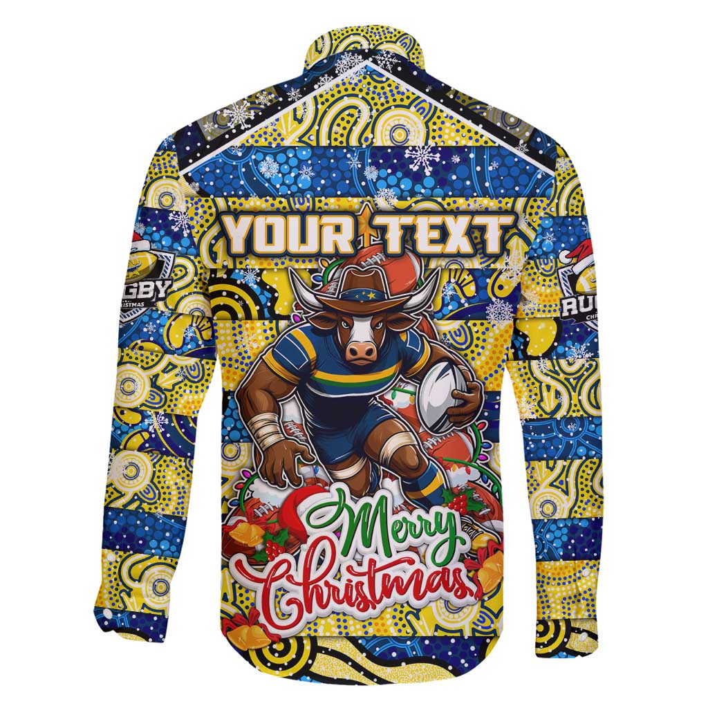Custom Cowboys Rugby Merry Christmas Family Matching Puletasi and Hawaiian Shirt Indigenous Australian Art