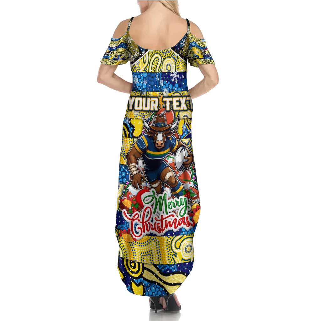 Custom Cowboys Rugby Merry Christmas Family Matching Summer Maxi Dress and Hawaiian Shirt Indigenous Australian Art