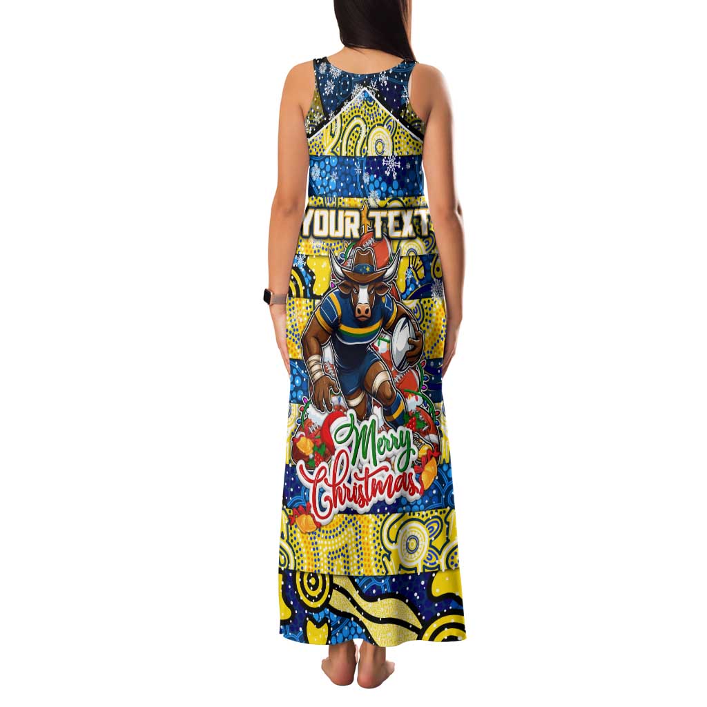 Custom Cowboys Rugby Merry Christmas Family Matching Tank Maxi Dress and Hawaiian Shirt Indigenous Australian Art