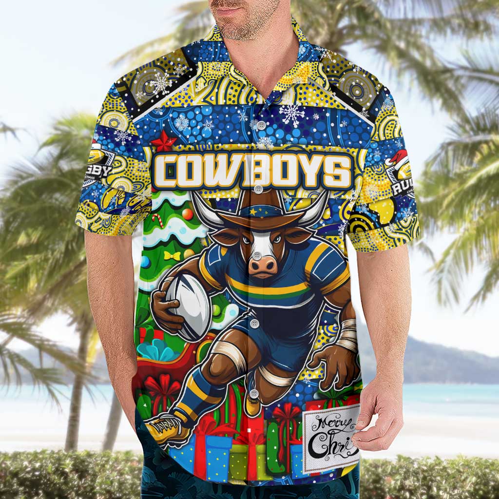 Custom Cowboys Rugby Merry Christmas Hawaiian Shirt Indigenous Australian Art - Vibe Hoodie Shop