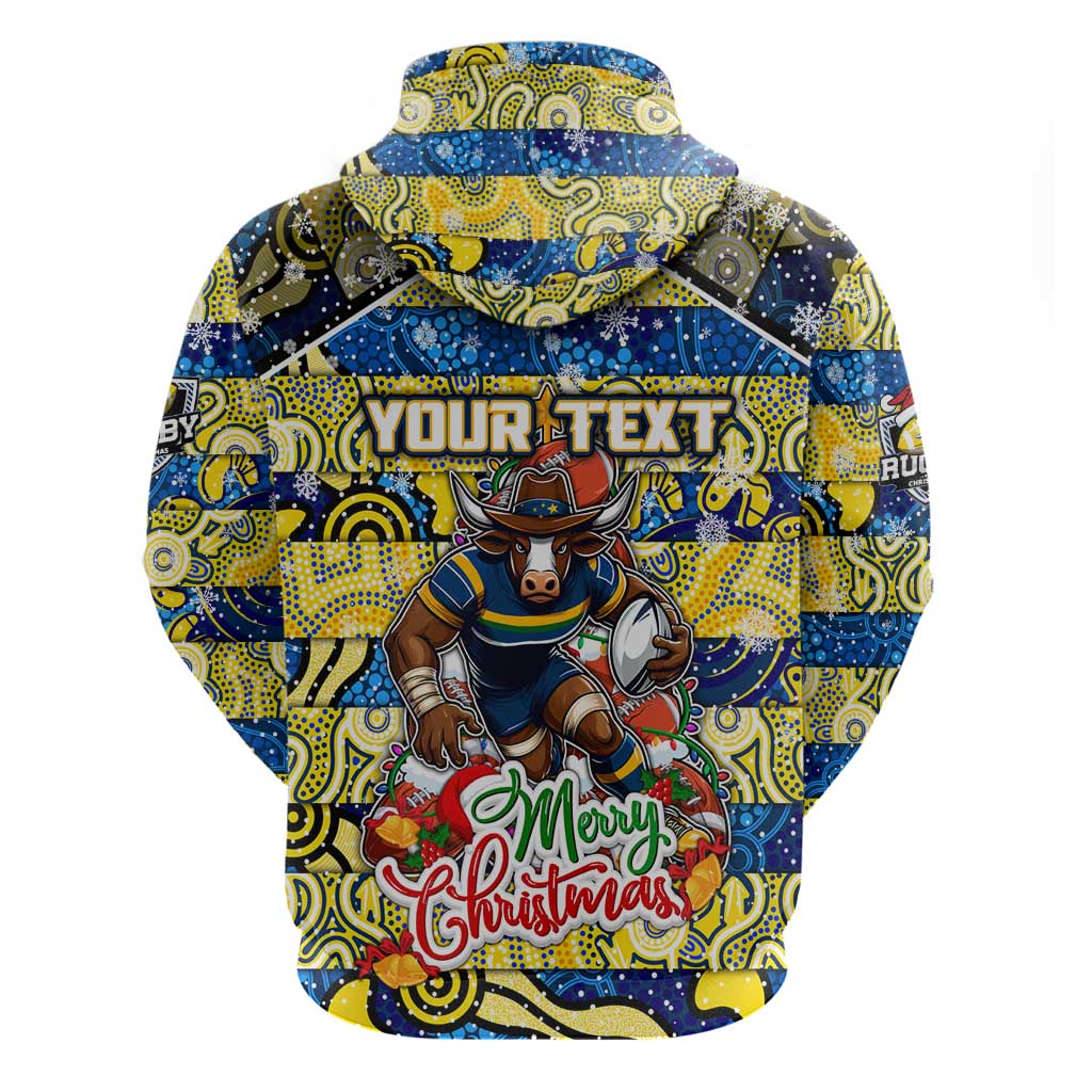 Custom Cowboys Rugby Merry Christmas Hoodie Indigenous Australian Art - Vibe Hoodie Shop