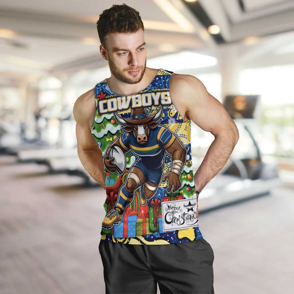 Custom Cowboys Rugby Merry Christmas Men Tank Top Indigenous Australian Art - Vibe Hoodie Shop