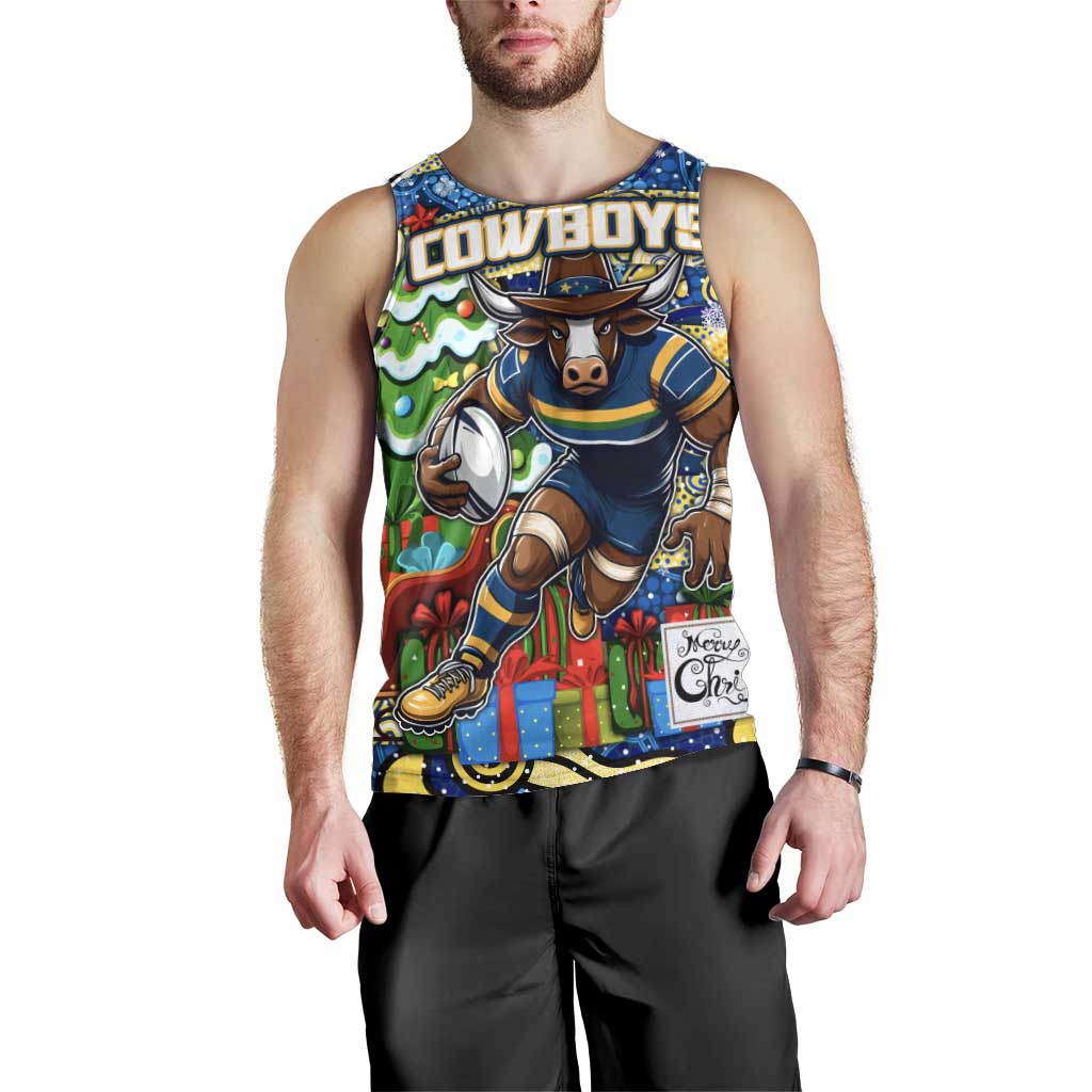 Custom Cowboys Rugby Merry Christmas Men Tank Top Indigenous Australian Art - Vibe Hoodie Shop
