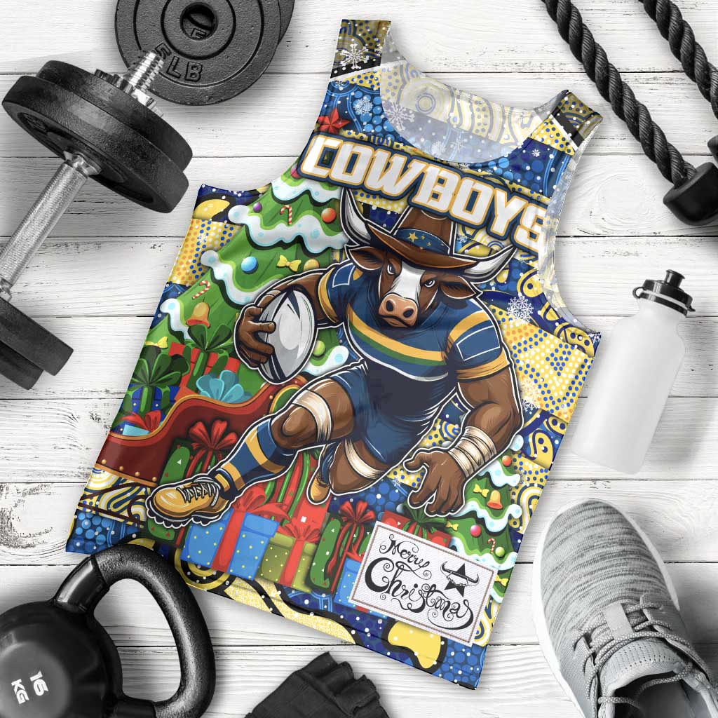 Custom Cowboys Rugby Merry Christmas Men Tank Top Indigenous Australian Art - Vibe Hoodie Shop
